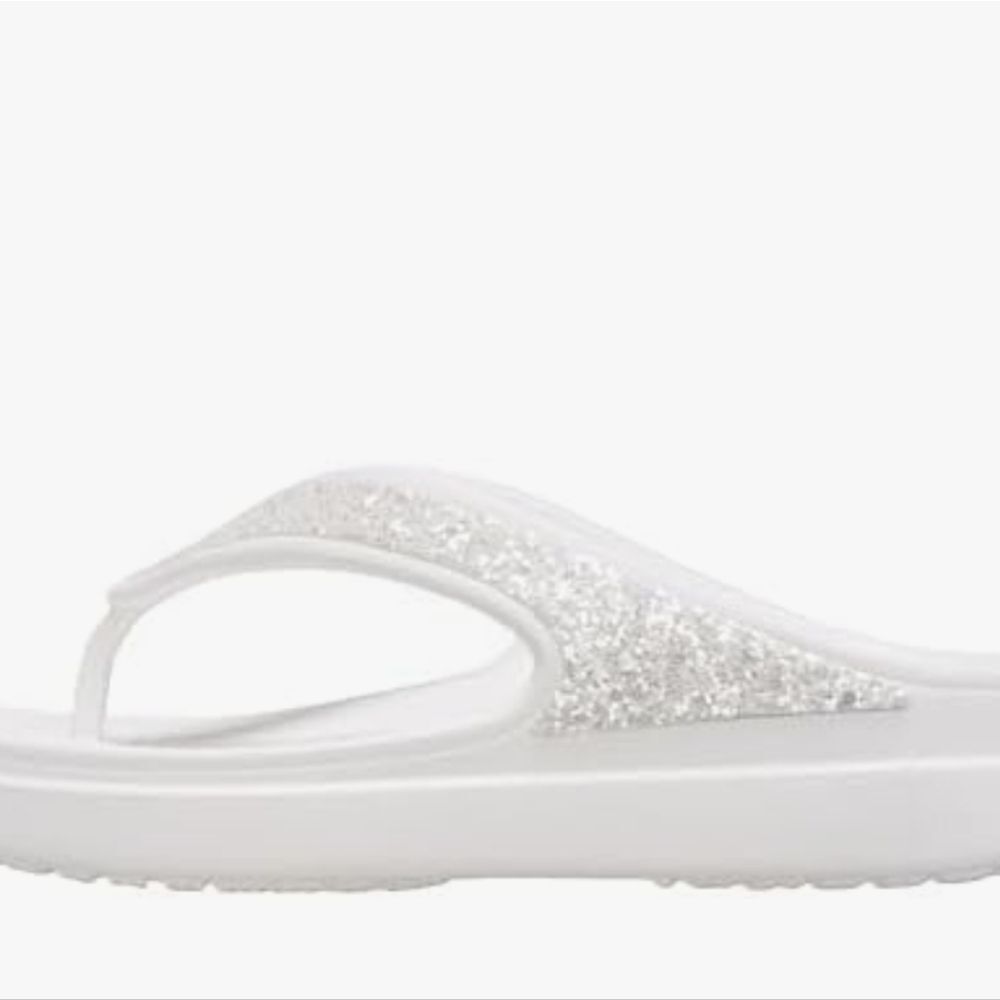 Crocs Sloane Wedge Glitter Flip-Flop Sandal- White - Picture 7 of 13